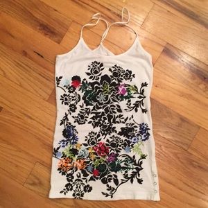 Free People embroidered tank top. Extra small